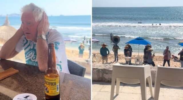 Gringo se molesta por banda sinaloense en la playa